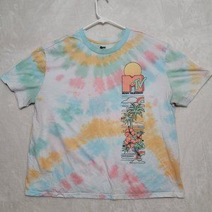 MTV Tee T-Shirt Womens XXL Pink Short Sleeve Crew Neck Graphic Logo